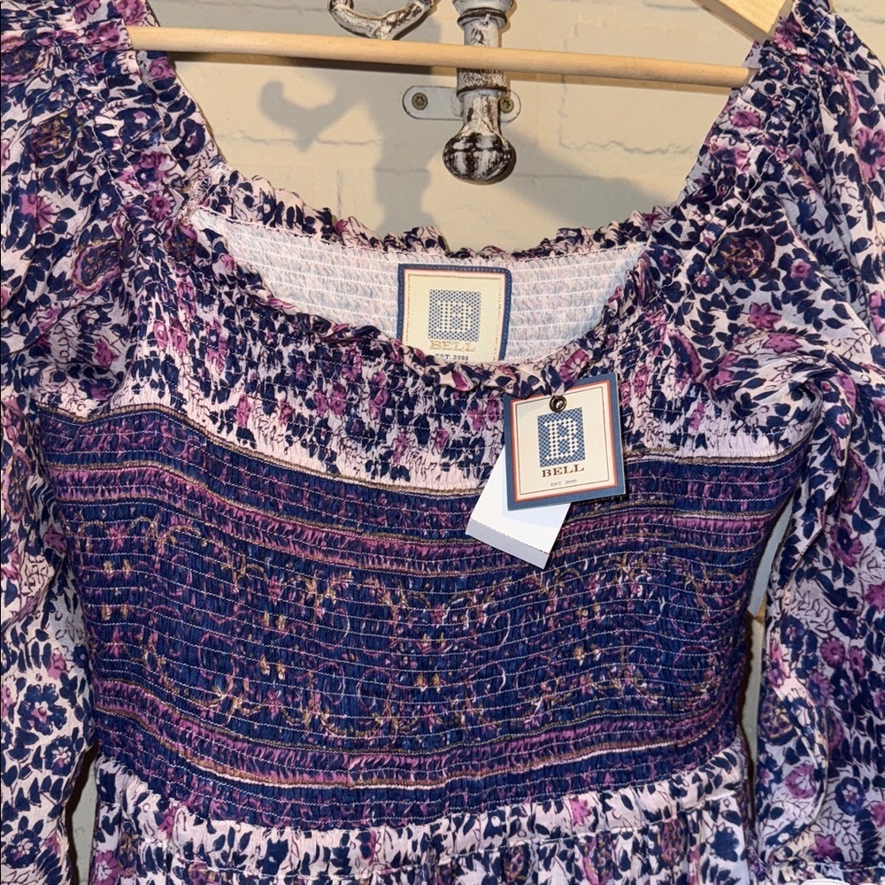 Alicia Bell dress purple Pink Cotton Silk boho Midi NEW Millie peasant BELL - Picture 6 of 7